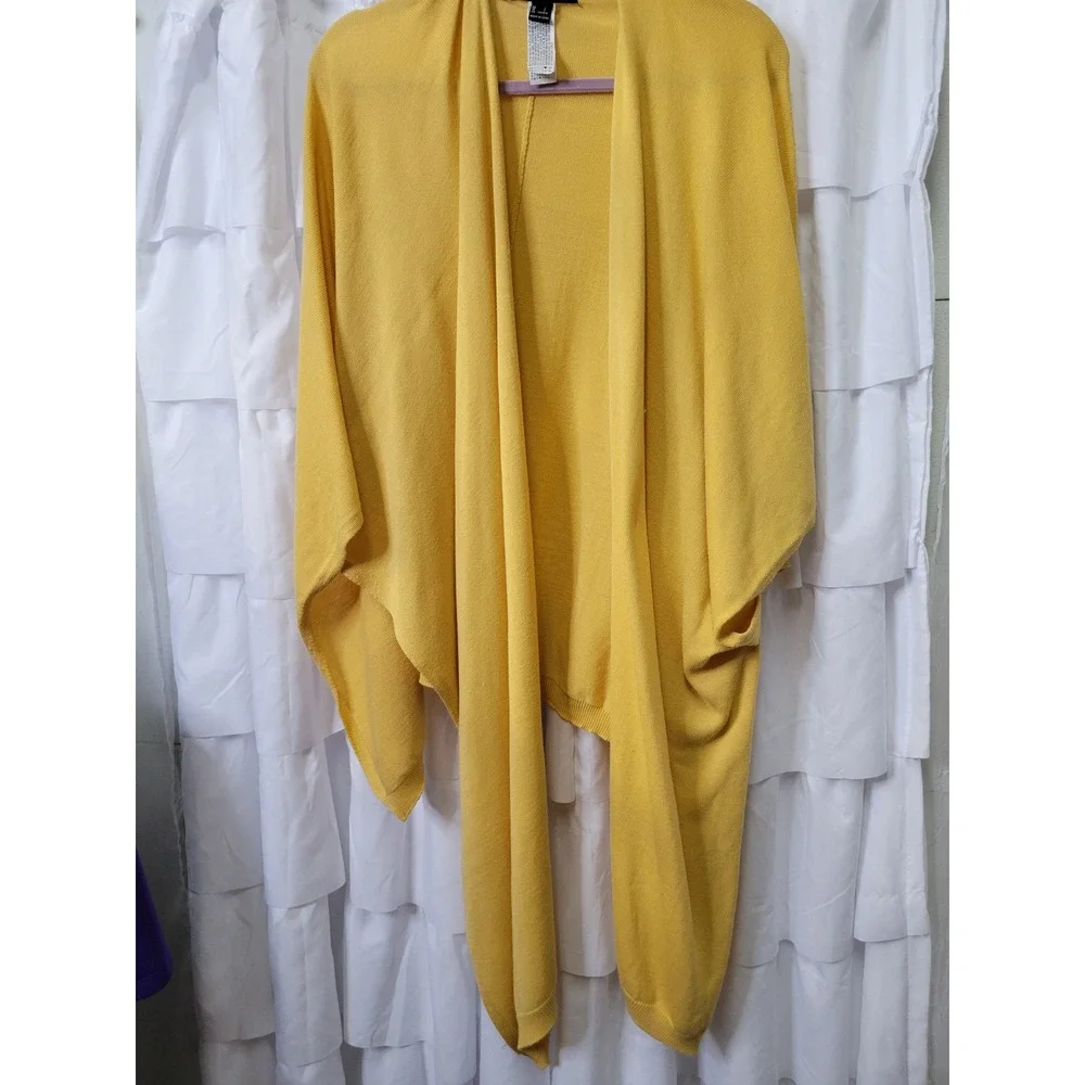 Forever 21 Mustard Yellow Open Front Draped Knit Cardigan Dolman Sleeve L 1604